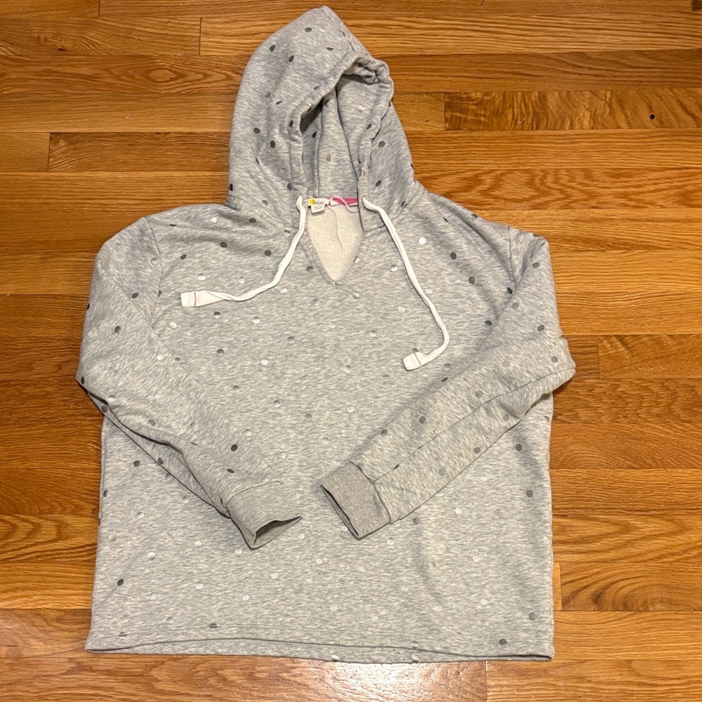 Gray Boden Polka Dot women’s Hoodie sweatshirt silver dots medium shirt top